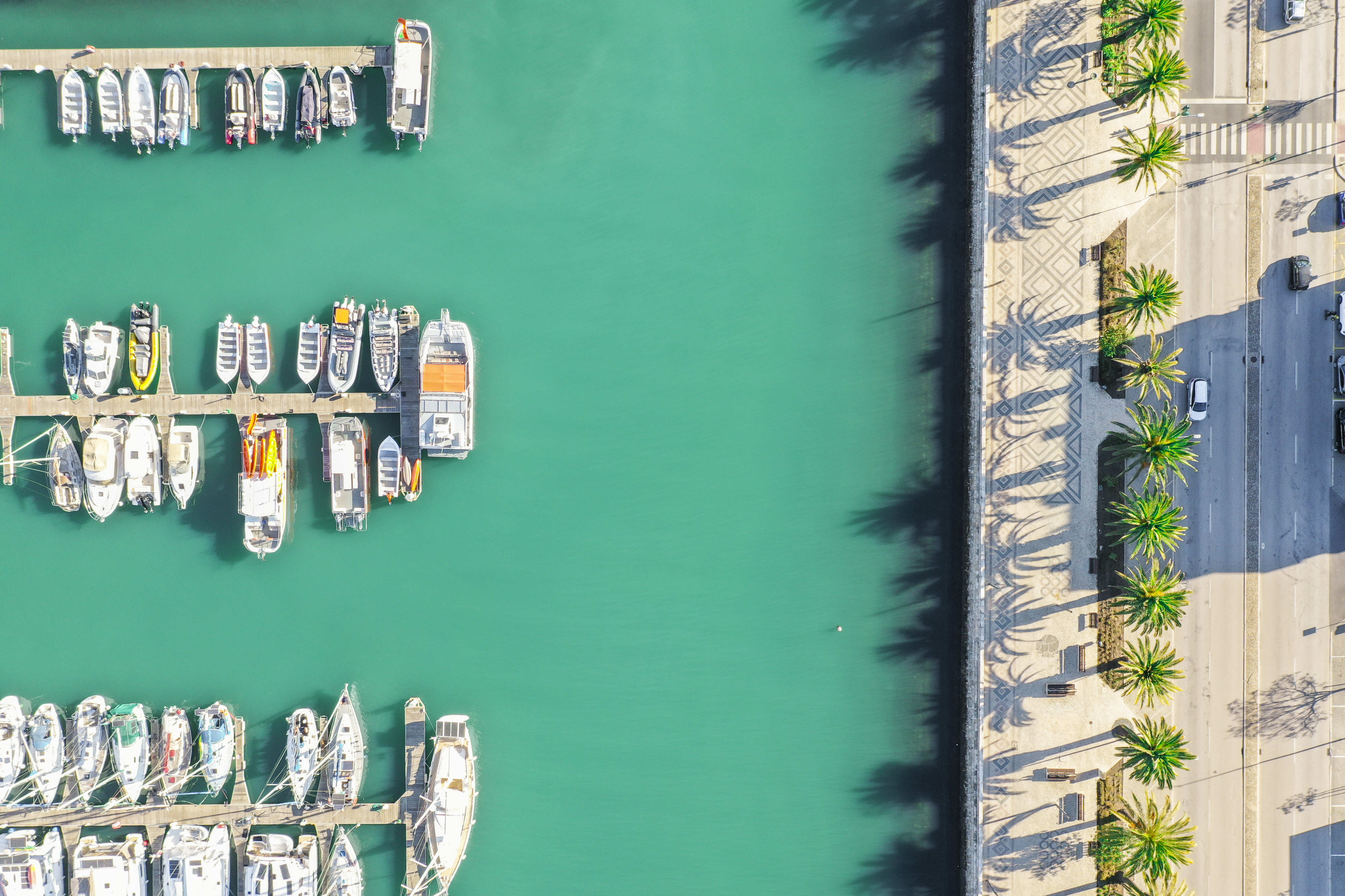 overview drone shot of Lagos marina