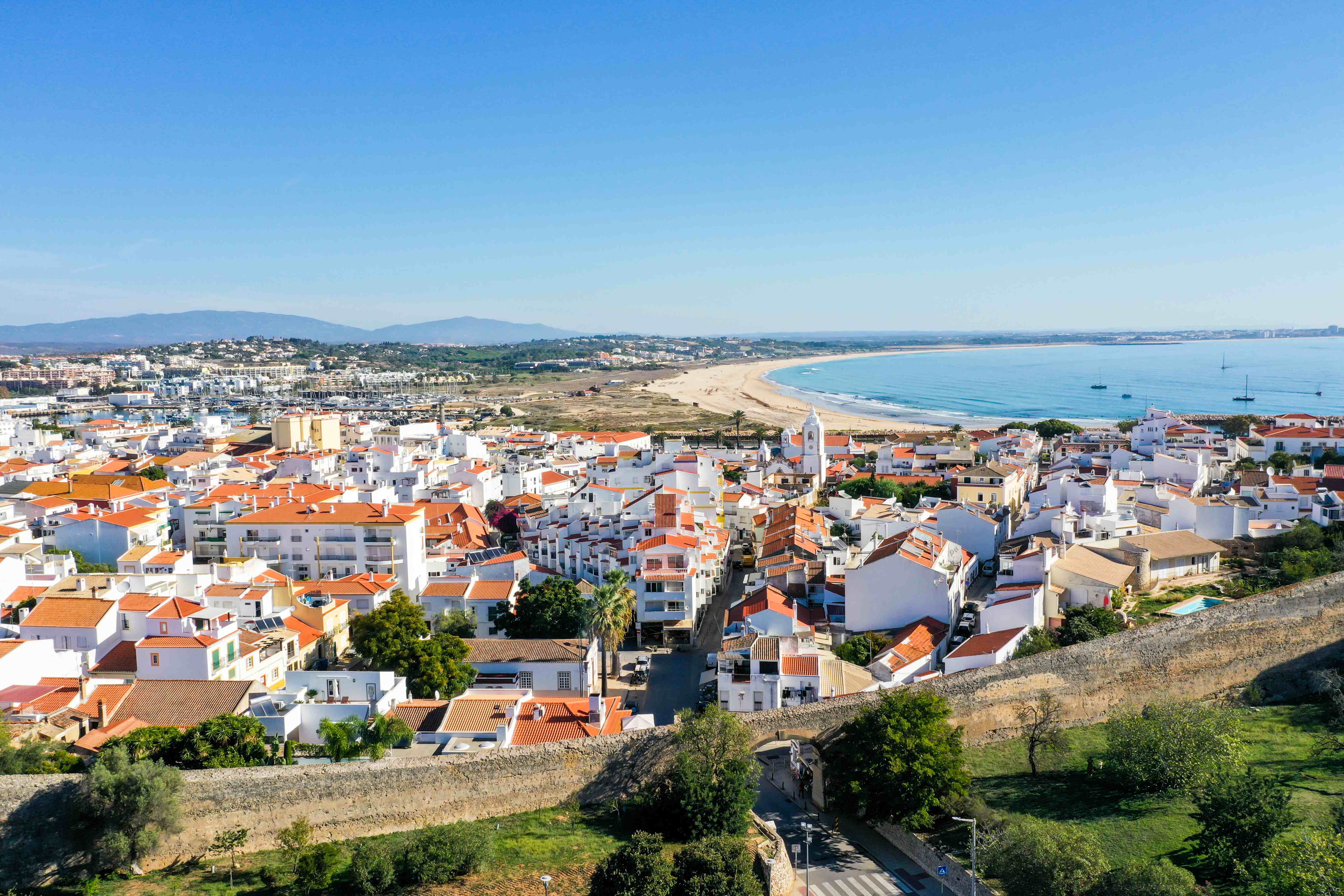 aerial shot of Lagos, Portugal